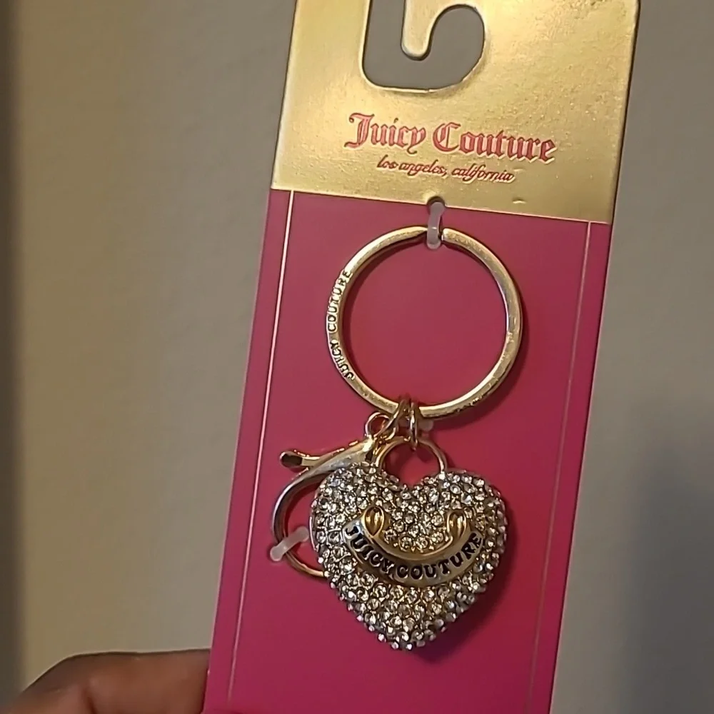 Juicy Couture Sparkling Gold Heart Keychain